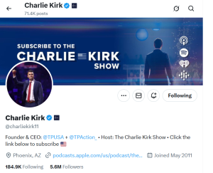 Charlie Kirk social media handle- Global Hints